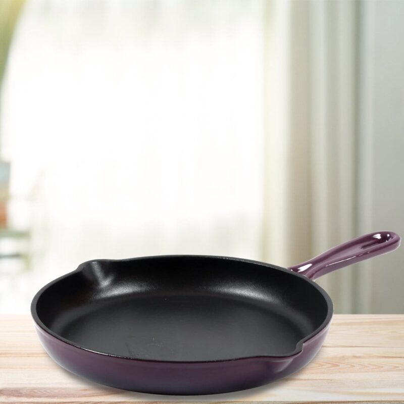 Ferro Cast-iron 26 cm Frying Pan, Corrosion-Resistant Coating, Compatible on Induction, 1.6 L, 5 Years Warranty, Purple - Image 11