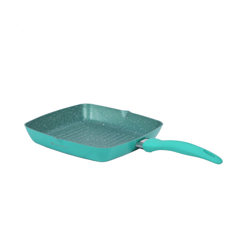 Celebration Non-stick Cookware Set, 5Pc (Wok with Lid, Mini Fry Pan, Dosa Tawa, Grill Pan), Induction Friendly, Soft Touch Handle, Pure Grade Aluminium, PFOA/Heavy Metals Free, 2.2mm, 2 Years Warranty, Turquoise blue - Image 5