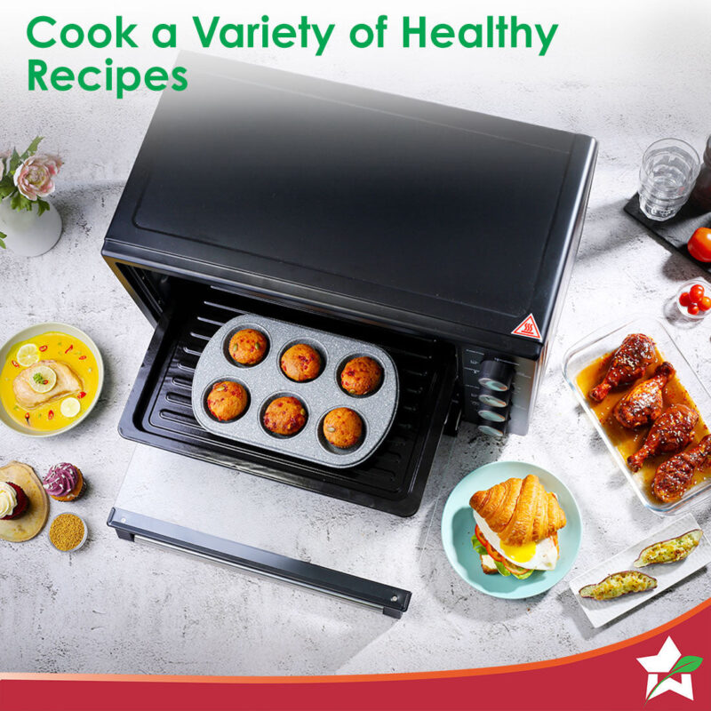 Oven Toaster Griller (OTG) - 60 L | With Rotisserie | Auto-Shut Off | Heat-Resistant Tempered Glass | 6-Stage Heat Selection Bake, Grill, Roast | Easy to Clean | Black | 2 Year Warranty - Image 5