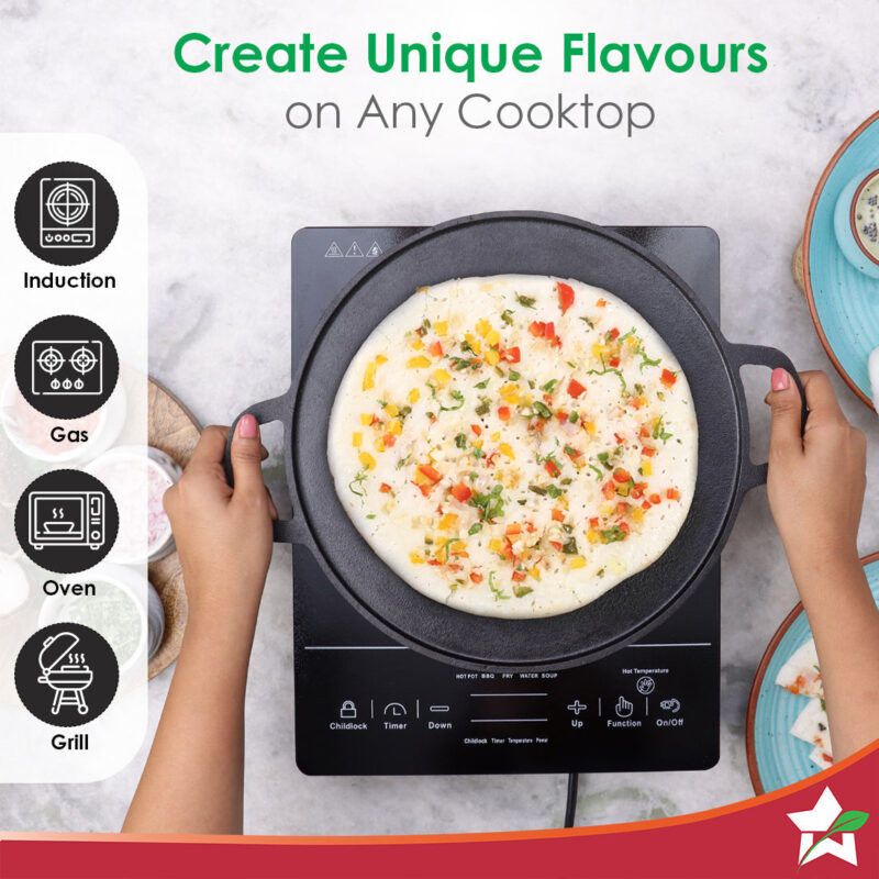 Forza Pre-Seasoned 30 cm Cast-iron Dosa Tawa - Image 6