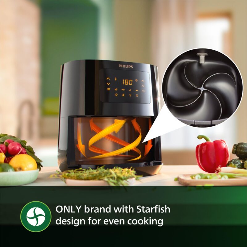 PHILIPS Digital Air Fryer HD9252/90 with Touch Panel, uses up to 90% less fat, 7 Pre-set Menu, 1400W, 4.1 Liter, with Rapid Air Technology (Black), Large - Image 5