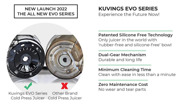 kuvings Evo820 Professional Cold Press Whole Slow Juicer With Patented Rubber&Silicon-Free Technology 12Years Warranty All-In-1 Fruit&Vegetable Juicer Home Service Across India(Evo820 Black)240 Watts - Image 6