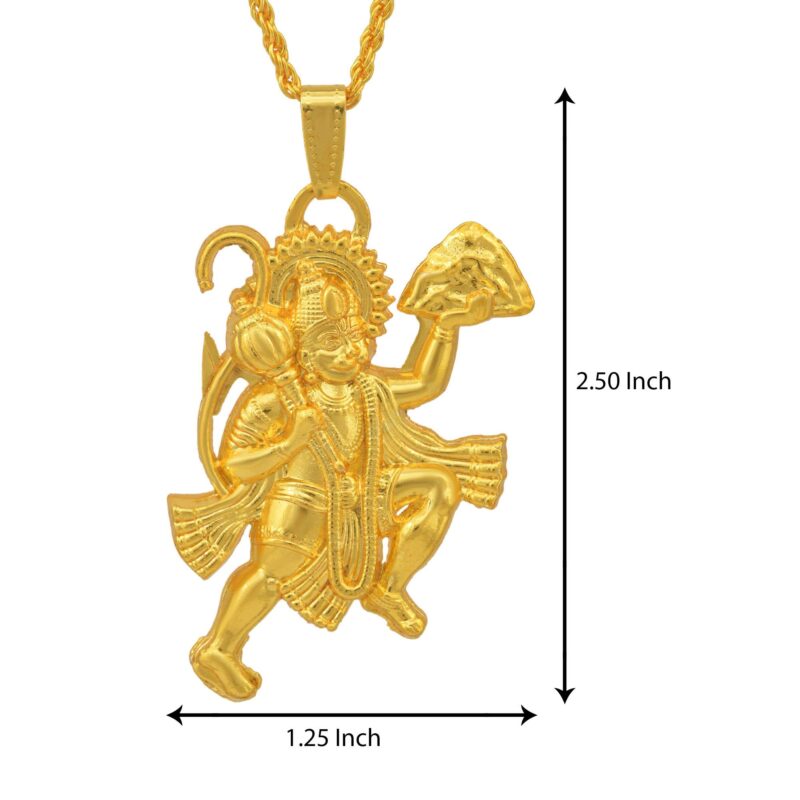 Memoir Gold plated flying Bajrang Bali Hanuman pendant Hindu God temple jewelery Women - Image 5