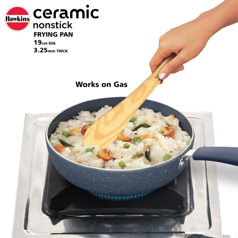 Hawkins Ceramic Nonstick Frying Pan, 19 cm Diameter, Induction Fry Pan with Glass Lid, Granite Omlette Egg Pan, Fish Pan (ICF19G) - Image 6