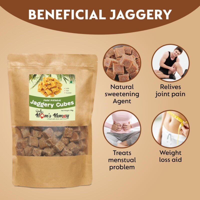 Our Mom's Memory 100% Pure Natural Jaggery Cubes, Pure, Natural, No Preservatives Added, Jaggery Cube, Gud Jaggery, Desi Jaggery (Gur, Gud) (1000 Gram) - Image 3