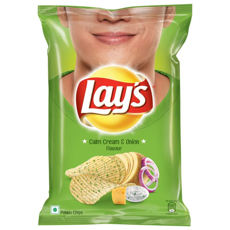 50x Lays Calm Cream & Onion Flavour, Potato Chips (52g) each (Pack of 50)