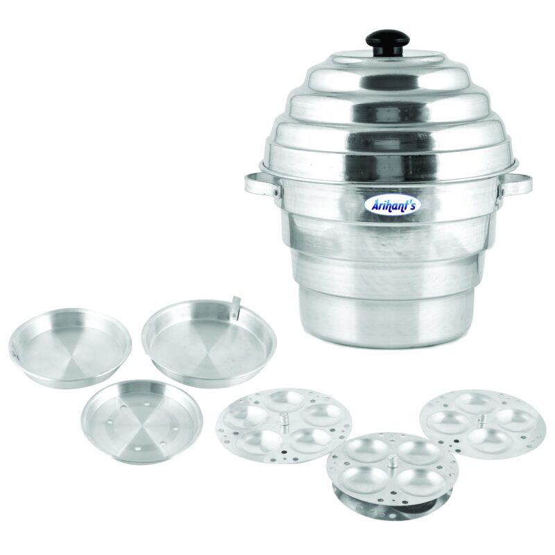 Arihant's (16 Idlis) Aluminium Idli-Dhokla Maker(1 Pot, 1 Lid, 4 Idli Plates, 2 Dhokla Plates) - Idli Cooker | Idli/Dhokla/Momos Maker Is Made Of High Quality Aluminium. - Image 6