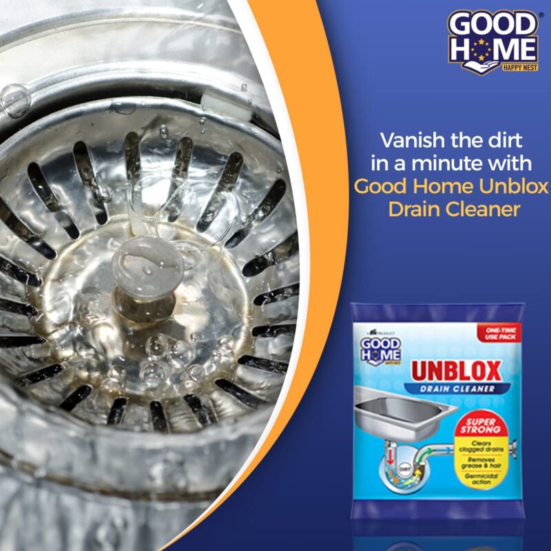 Good Home Unblox Drain Cleaner Effective Sink Cleaner, Drain Blockage Remover, Drain Pipe Cleaner(Pack of 10) - Image 3