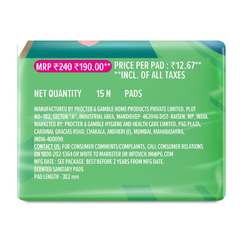 WHISPER ULTRA HYGIENE+COMFORT SANITARY PADS, 15 XL+ PADS, FOR HEAVY FLOW, LONG LASTING PROTECTION, LOCKS ODOUR & WETNESS, DRY TOP SHEET, DISPOSABLE WRAPPER - Image 2