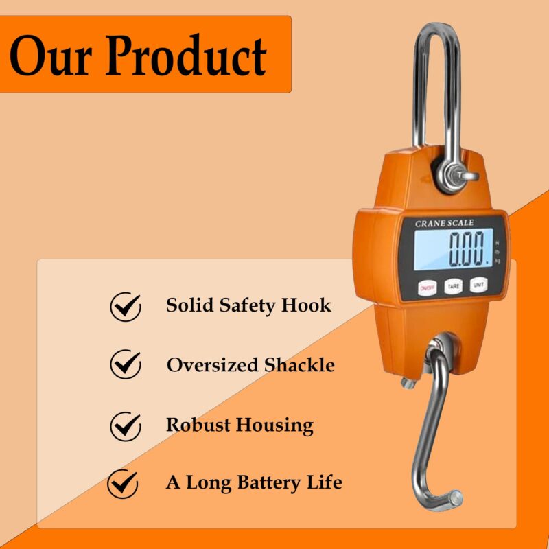 JN-SON 300 Kg Industrial Heavy Duty Hanging Scale - Portable Electronic Weighing Crane Scale - Image 5