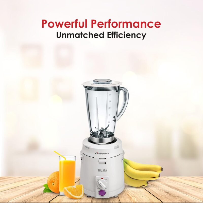 Sujata Polycarbonate Frootmix 900 Watts Smart Mixer Blender | 22000 Rotations Per Min | 90 Minutes Continuous Running | Versatile Jar 1750 Ml, White - Image 8