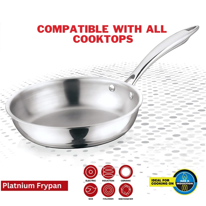 Vinod Platinum Triply Stainless Steel Frypan 20 cm | 2.5 mm Thick | Steel Pan | Scratch Resistant | 5 Year Warranty | Induction & Gas Friendly, Heavy Bottom - Image 6