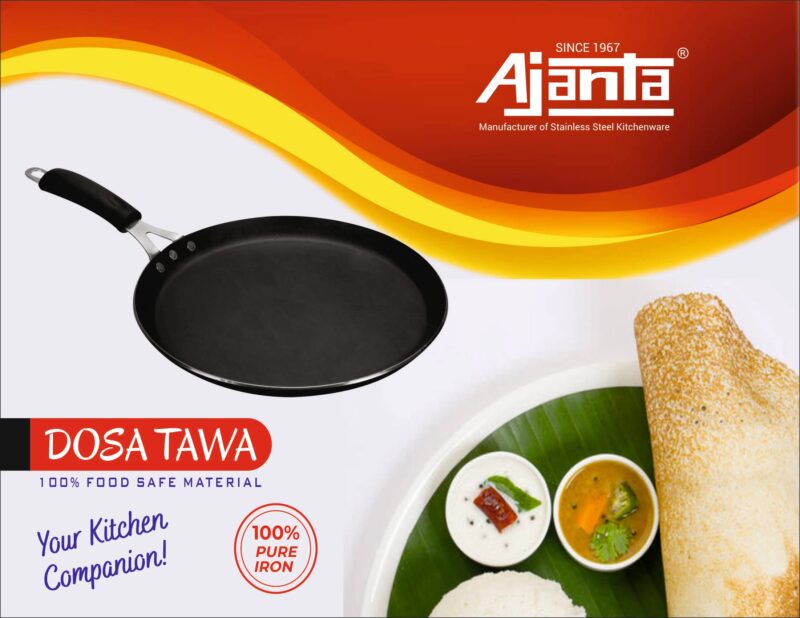 AJANTA Iron DOSA TAWA (11 inch, 3 MM Thickness) for Dosa/Roti/chapati| Gas and Induction Friendly | Non Toxic | Naturally Nonstick| Pure Iron Cookware - Image 6