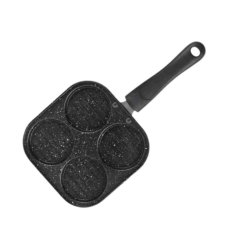 PANCA Non Stick Grill Pan Mini Pan Uttapam Tawa Aluminum Multi Snack Maker 4 Cavity, Pancake Maker (Black) - Image 5