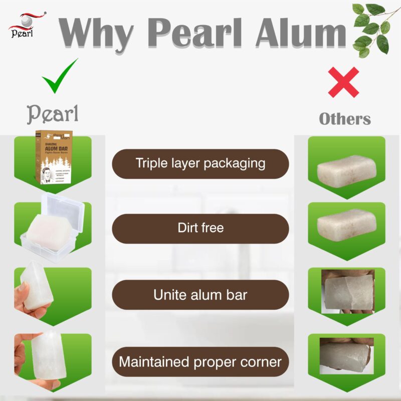 Pearl Shaving Alum Bar (Fitkari) with travel case - 100g 100% Pure Natural Phitkari Stone Bar for water purification, Skin Tightening, Underarm Deodrant| Gentle,Effective & Natural After Shave Lotion alternative| Chemical-Free Shaving Kit Aid, | Valentine - Image 8