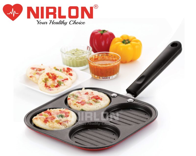NIRLON Aluminium Non-Stick Kitchen Cooking Utensil Item Set of 2 Pieces Including Casting Uttapam-4 Cavity & Appam-7 Cavity - Image 6