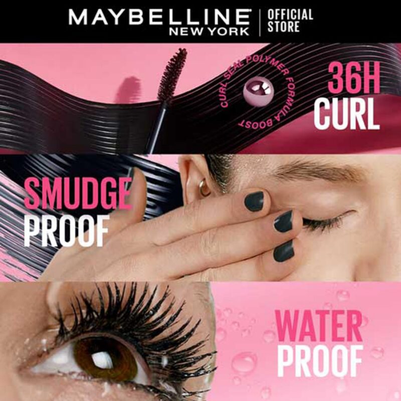 Maybelline New York Mascara, Curls Lashes, Highly Pigmented Colour, Long-lasting, Waterproof, Hypercurl , Black, 9.2ml - Image 7