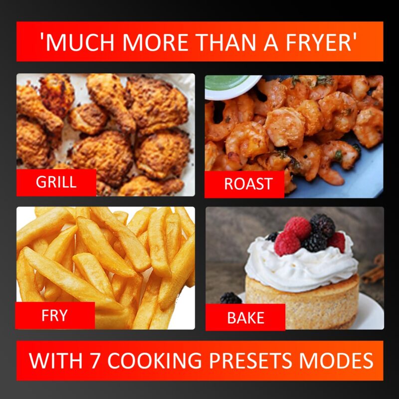iBELL AF500M Air Fryer 5 L, Digital Fryer with 7 Cooking Presets, Full Touch Controls, Smart Rapid Air Technology, Timer Function with Auto off & Fully Adjustable Temperature Settings (Black) - Image 4