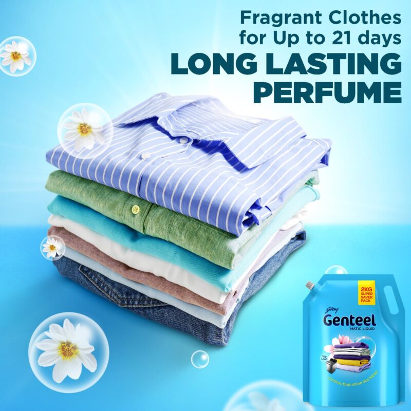 Genteel Matic Liquid Detergent Refill Pouch for Top load Washing - 2kg | No Soda Formula | with Added Fabric Conditioner - Image 5