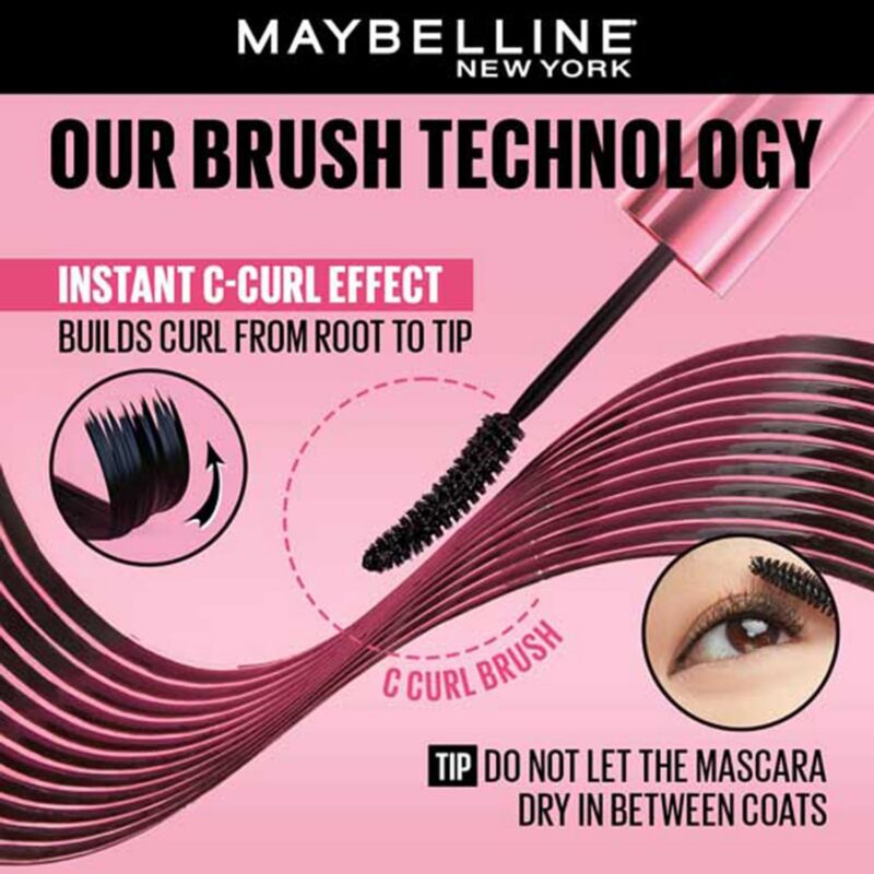 Maybelline New York Mascara, Curls Lashes, Highly Pigmented Colour, Long-lasting, Waterproof, Hypercurl , Black, 9.2ml - Image 5