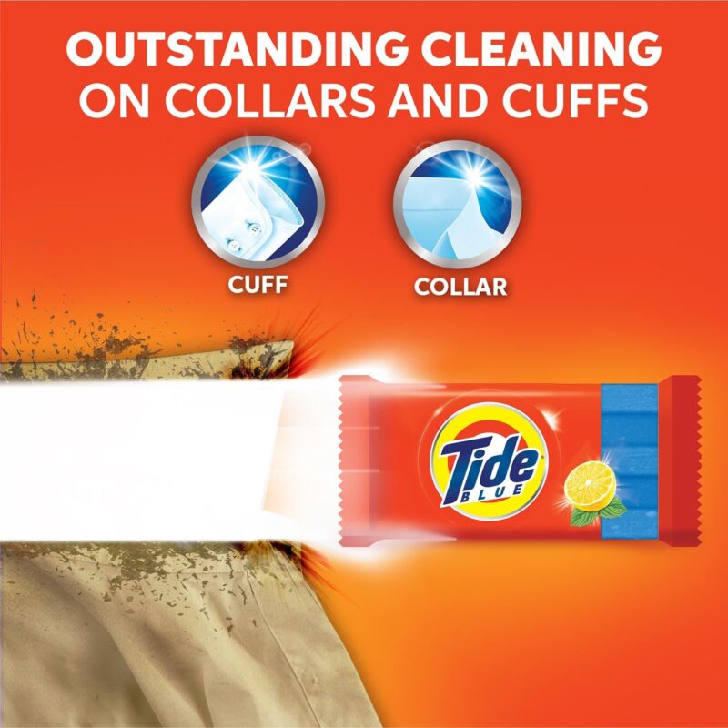 Tide Blue Detergent Bar Soap, Super Value Pack of 8 Bars, Removes Tough Stains, 1.6 kg - Image 6