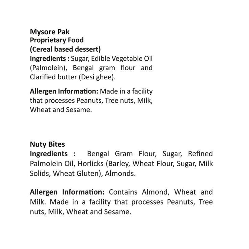 Mysore Pak Signature 400gm & Sugarless Nuttybite 400gm - Image 2