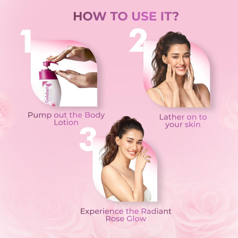 Dabur Gulabari Moisturizing Body Lotion - 400ml For Dry & Dull Skin, Made with 100% Organic Rose Oil, Dermatologically Tested and Paraben Free - Image 4