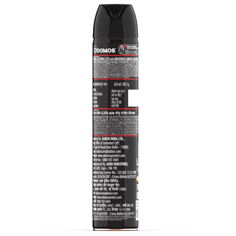 Odomos Mosquito & Flies Killer Spray- 625ml |Powerful Formula for Complete Protection |Effective Indoor Pest Control |Instant Kill & Long Lasting Action |All round protection from Dengue and Malaria - Image 3