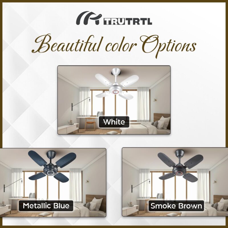truTRTL Wave Ceiling Fan | 600 mm (24 inch) | High-Speed Ceiling Fan for Home | 2 Year Warranty | Energy Saving Ceiling Fan | Durable & Stylish | Metallic Blue - Image 2