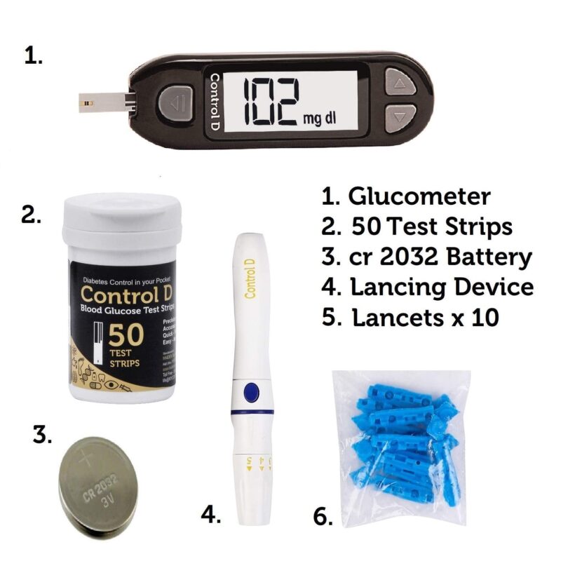 Control D Blood Glucose Monitor (Pack of 50 Strips, Black) - Image 2