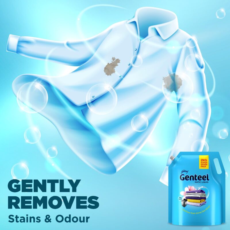 Genteel Matic Liquid Detergent Refill Pouch for Top load Washing - 2kg | No Soda Formula | with Added Fabric Conditioner - Image 6