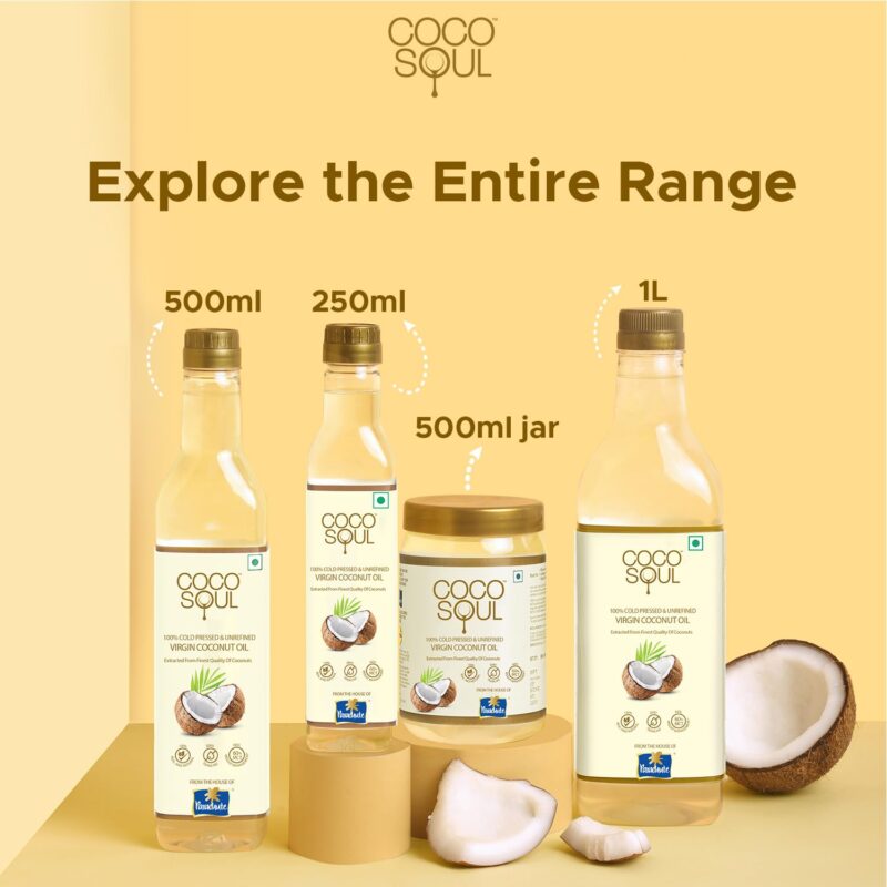 Coco Soul Cold Pressed Unrefined Virgin Coconut Oil | 60% MCT | Multipurpose Usage | Daily Cooking| Keto Friendly | Naturally Cholesterol Free | A1 grade real coconut | From Makers of Parachute 250 ml - Image 4