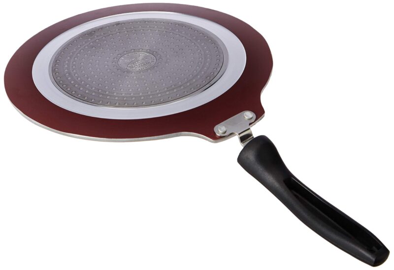 Prestige TTK OMG DLX Induction Base Non-Stick Aluminium Flat Dosa Tawa, 28cm, Red - Image 4