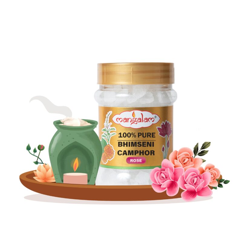 MANGALAM Bhimseni (Rose) Camphor 100g Jar - Pack of 1 | 100% Pure | for Puja, Aromatherapy & Air Freshener | Sweet Fragrance - Image 4