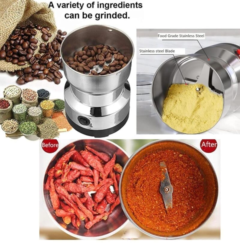Etekcity Grinder Machine for Kitchen Mixer Grinder Multi Functional Coffee Herbs Spices Nuts Grain Seasonings Spices Mill Powder Machine Stainless Steel Mixie for Kitchen - Image 8