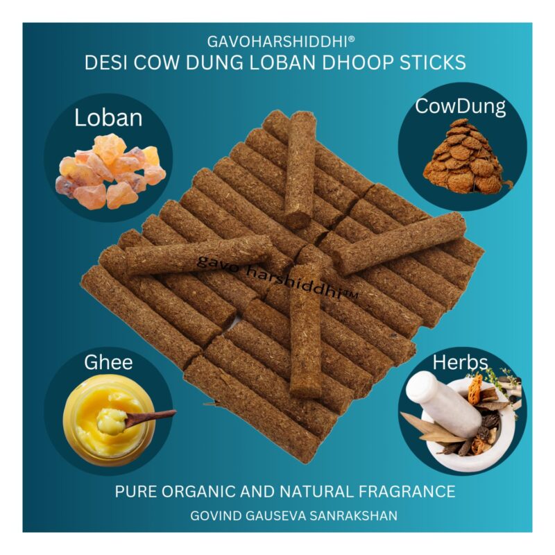 GAVO HARSHIDDHI Desi Cow Dung Natural Loban Dhoop Batti Made by Loban Chandan Jatamansi Gulab Bhimseni Kapur 2.5 Inches Organic Incense Stick (60-Piece) - Image 5
