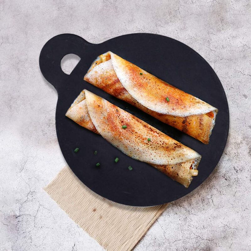 The Indus Valley Pre-Seasoned Iron Tawa with Wooden Spatula & Flip for Dosa/Chapathi | 28cm/11 inch, 1.5kg | Gas Compatible | 100% Pure & Toxin-Free, No Chemical Coating - Image 2