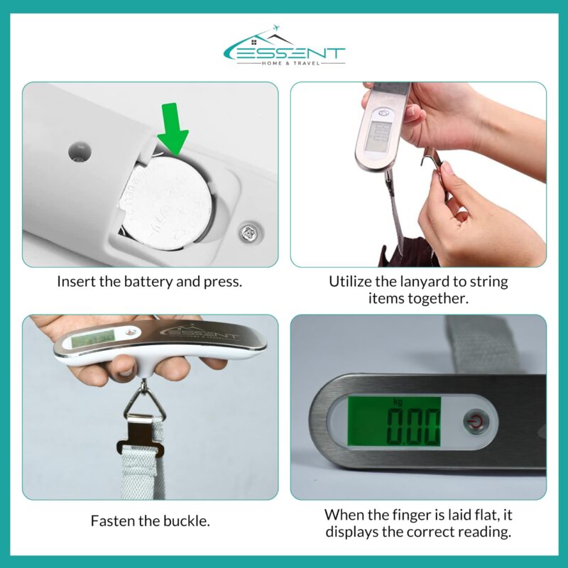 Essent™ Weight Machine for Luggage - 50kg Capacity, Steel Body, 10 Years Replacement - Premium Digital Luggage Weighing Scale, Weighing Machine for Luggage for Home, Flights, Bags (Silver, 50kg) - Image 4