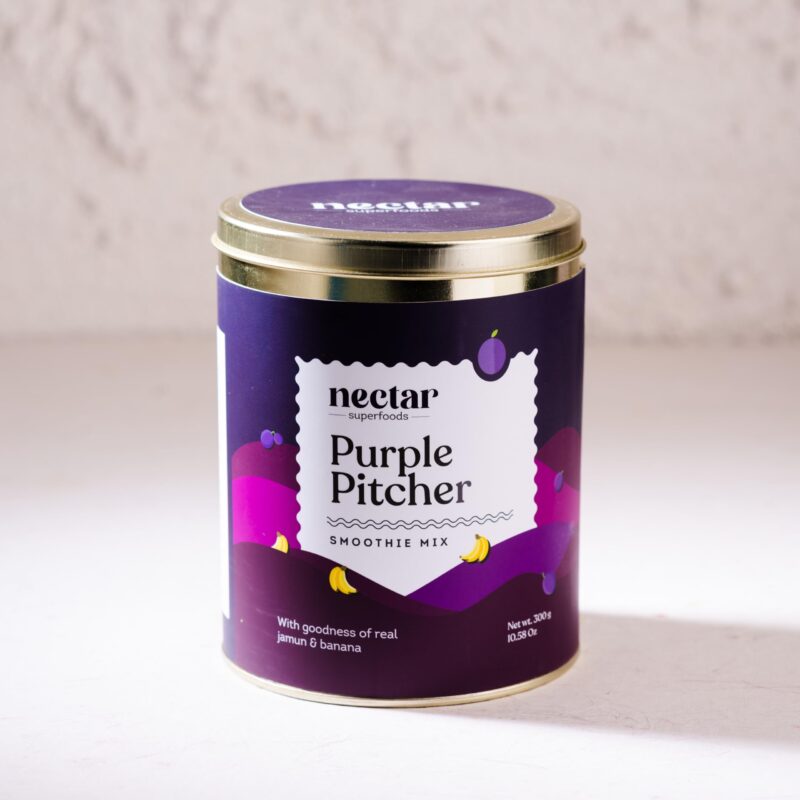 Nectar Superfoods Freeze Dried PURPLE PITCHER Smoothie Mix Powder | 20 Servings | 300 Gram Pack | Black Jamun & Banana | Healthy Shakes with 100% Natural Fruit- Veggies | No refined Sugar Added | No Preservatives | Vegan | Gluten Free | Convenient & Healt