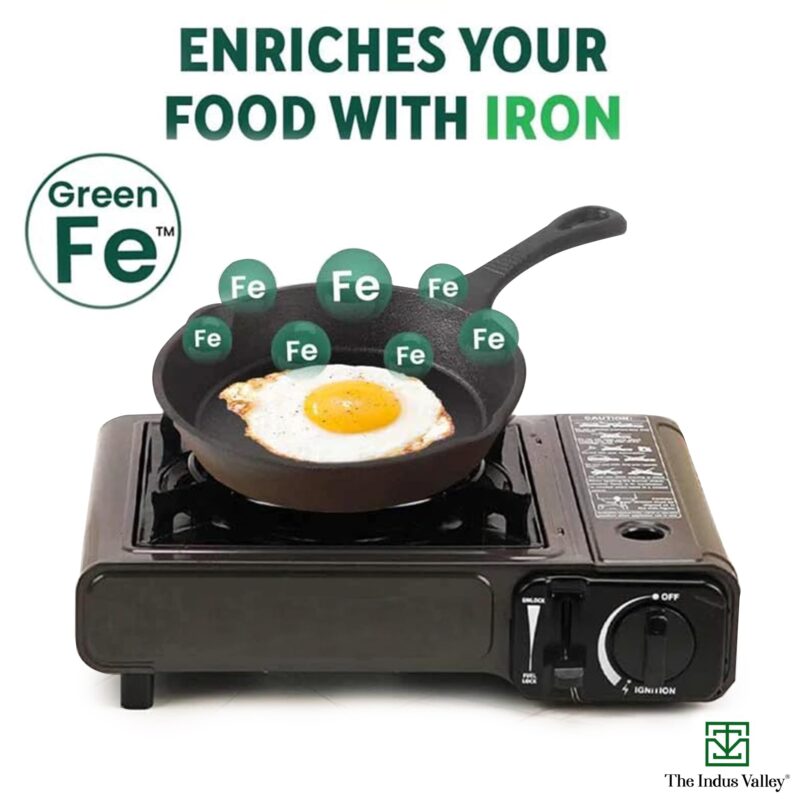 The Indus Valley Preseasoned Cast Iron Fry Pan/Skillet With Long Handle|Very Small, 15.2Cm/6Inch, 0.42Ltr, 1.1Kg|Induction Friendly|Nonstick Fry Pan,100% Pure & Toxin Free, No Chemical Coating, Black - Image 6