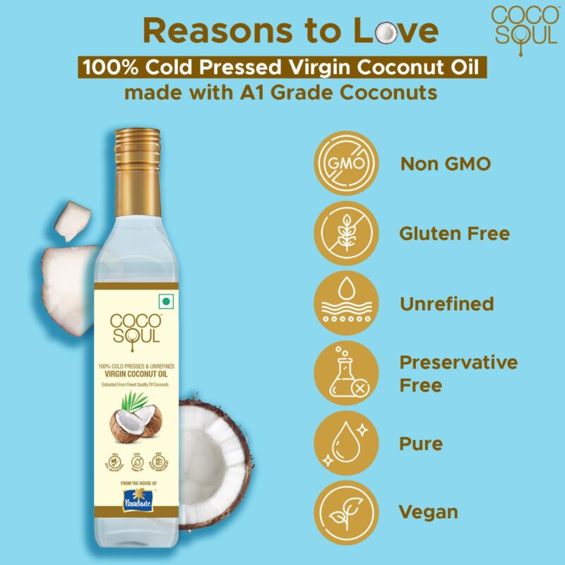 Coco Soul Cold Pressed Unrefined Virgin Coconut Oil | 60% MCT | Multipurpose Usage | Daily Cooking| Keto Friendly | Naturally Cholesterol Free | A1 grade real coconut | From Makers of Parachute 250 ml - Image 8