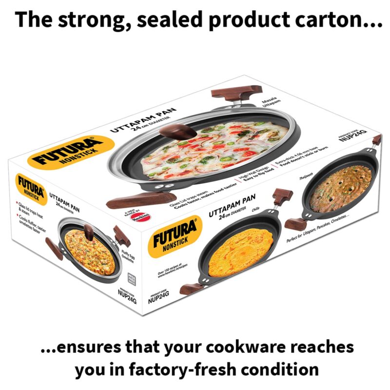 Hawkins Futura 24 cm Uttapam Pan, Pancake Tava, Non Stick Uttapa Tawa, Pancake Pan, Snack Maker, Black (NUP24G) - Image 3