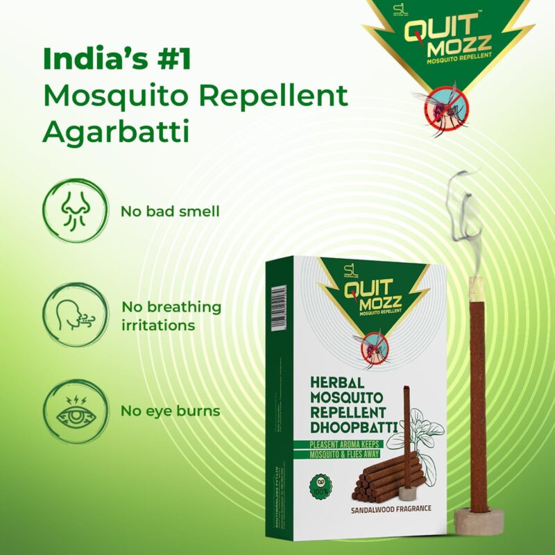 QUITMOZZ Herbal Mosquito Repellent Dhoopbatti, 1 Hour Burning time, Pack of 12 (10 Sticks Each)- Natural Machar Agarbatti, Dhoop Batti, Anti-Mosquito Killer, Chemical-Free Incense Sticks, Kids Safe - Image 3