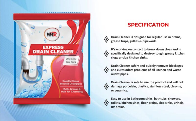 MMR Making Marvelous Drain-Insta All Pipe Safe Express Drain Cleaner powder Clear Clogged Sinks & Pipes (50gm, Pack Of 10) - Image 8