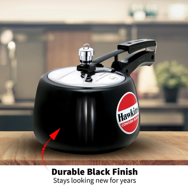 Hawkins 3 Litre Contura Black Pressure Cooker, Hard Anodised Inner Lid Cooker, Handi Cooker, Black (CB30) - Image 8