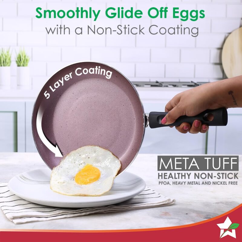 Wonderchef Valencia Non-Stick Fry Pan | Cool Touch Bakelite Handle | Pure Grade Aluminium| PFOA Free | 1.5 litres Capacity | Size 24 cm | 1 Year Warranty | Purple - Image 6