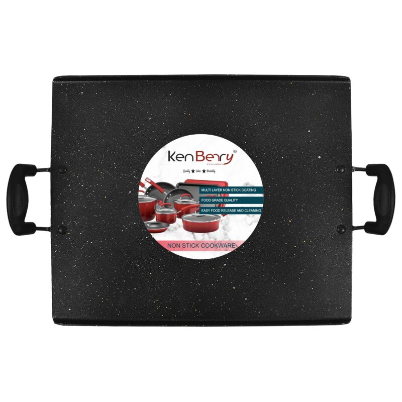 KenBerry Heavy Granite Finish Non Stick Big Flat Pathri Tawa | 38 X 30 CM | Square | Rectangular Pathiri Tawa for Dosa | Paratha | Roti | Chapati | (Aluminium, Non-Stick Cookware, for Indian Kitchen) - Image 3