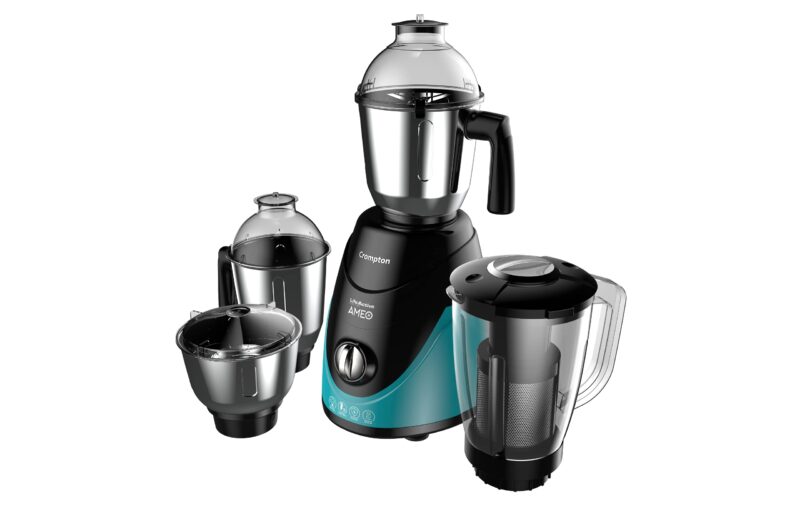 Crompton Ameo 750-Watt Mixer Grinder with MaxiGrind and Motor Vent-X Technology (3 Stainless Steel Jars and 1 Juicer Jar, Black & Green) (AMEO-4JARS) - Image 5