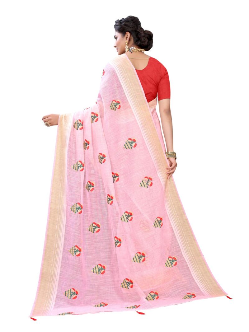 Satrani Women'S Poly Cotton Dyed Saree With Blouse Piece (1823ST146,Light Pink), Free Size - Image 5