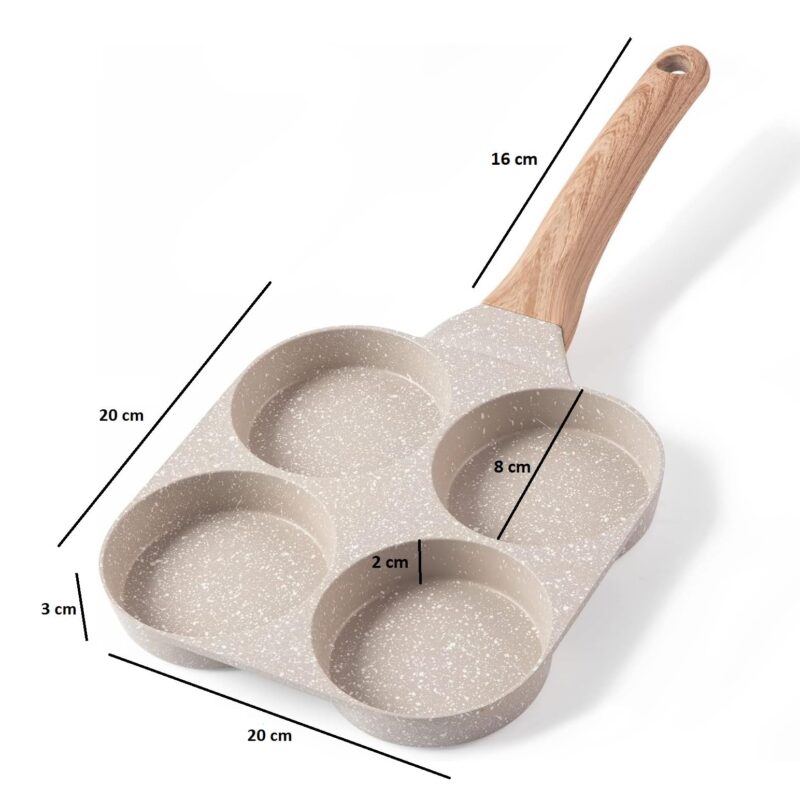 SCAMA 4 Cups Egg Pan Omelette Pan Frying Pan Crepe Pan Granite Egg Cooker Breakfast Pancakes Pan Suitable for Gas Stove Cookware (White) (Model : SYNMORE) - Image 6